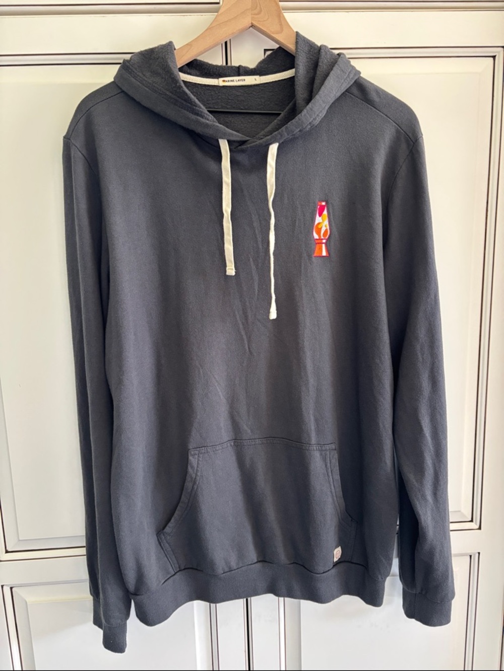 Marine Layer Lava Lamp Embroidered Charcoal‎ Gray Hoodie Sweatshirt Mens Large